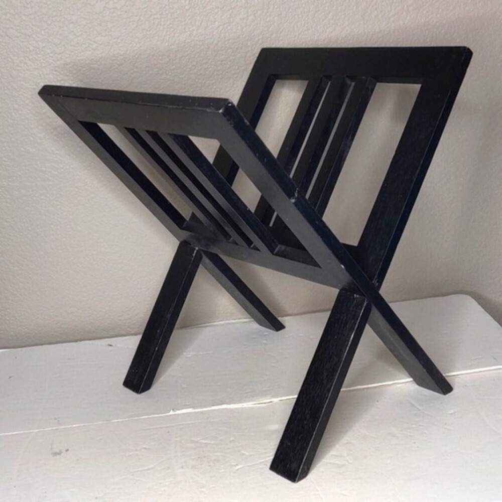Black Wooden Folding Stand‎ Magazine Rack Blanket Holder